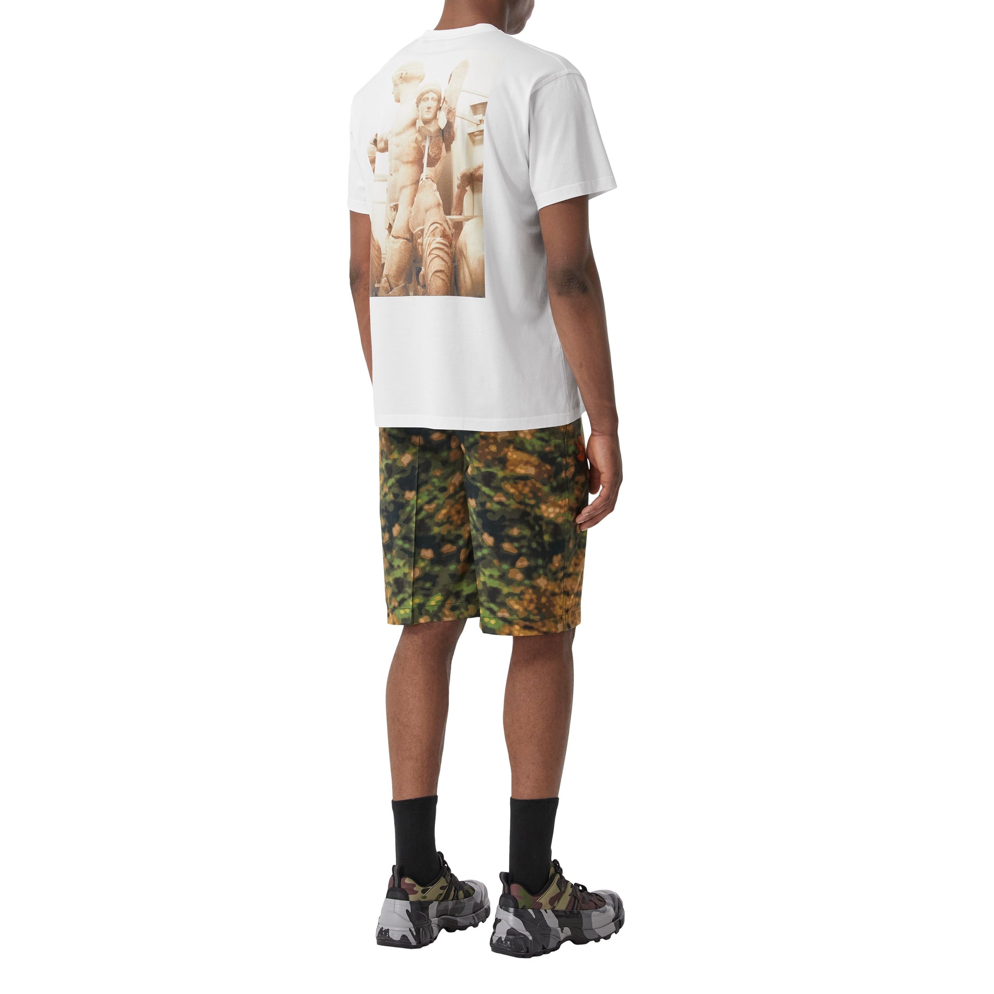 1 qty T-shirt oversize en coton à imprimé statue - White