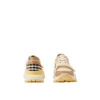 2 qty Sneakers en cuir et coton check - Vanilla & Check