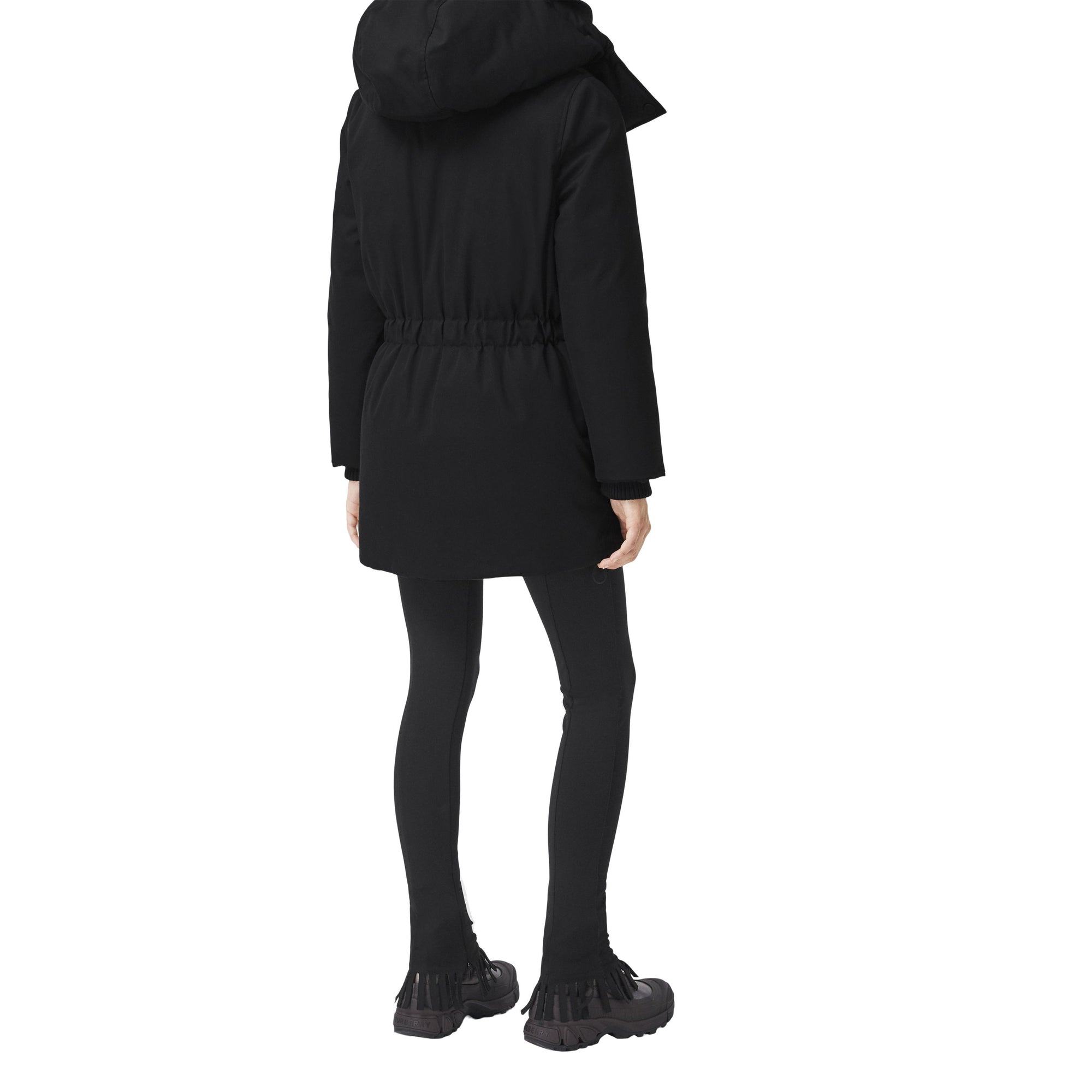 Manteau en gabardine de coton à capuche amovible - Black
