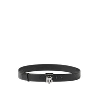 TB belt in grained leather - Black & Silver