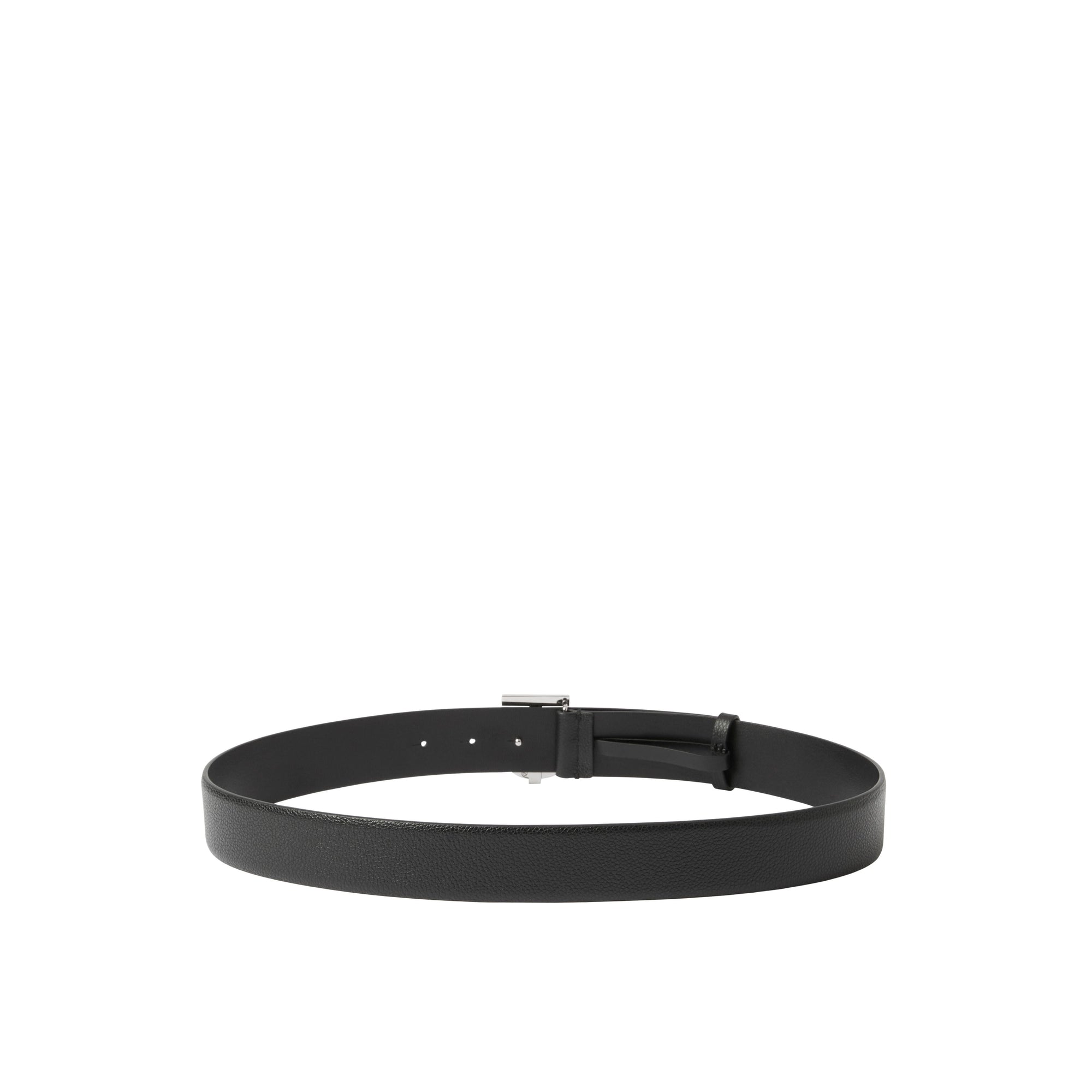 TB belt in grained leather - Black & Silver