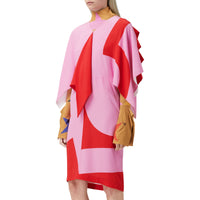 1 qty Robe cape en crêpe de soie à imprimé géométrique - Primrose Pink