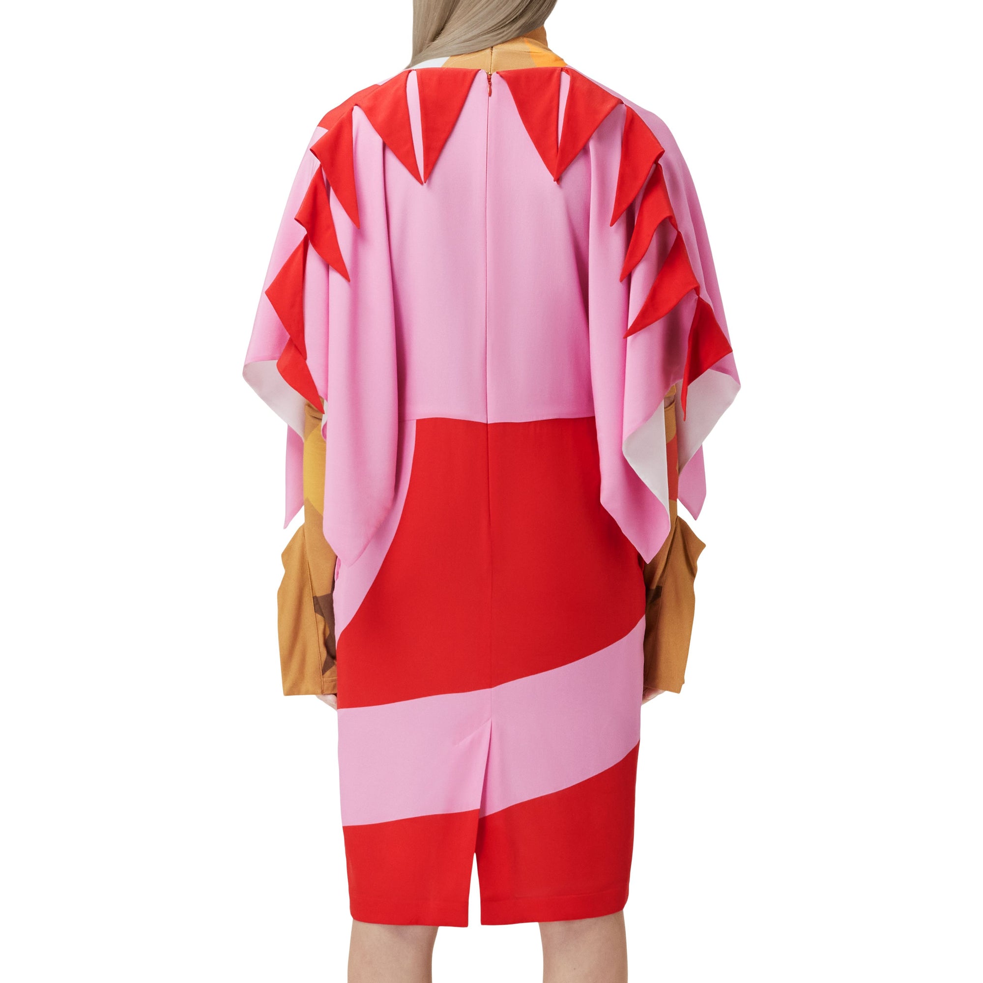 1 qty Robe cape en crêpe de soie à imprimé géométrique - Primrose Pink