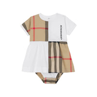 3 qty Robe et bloomer à motif check - White