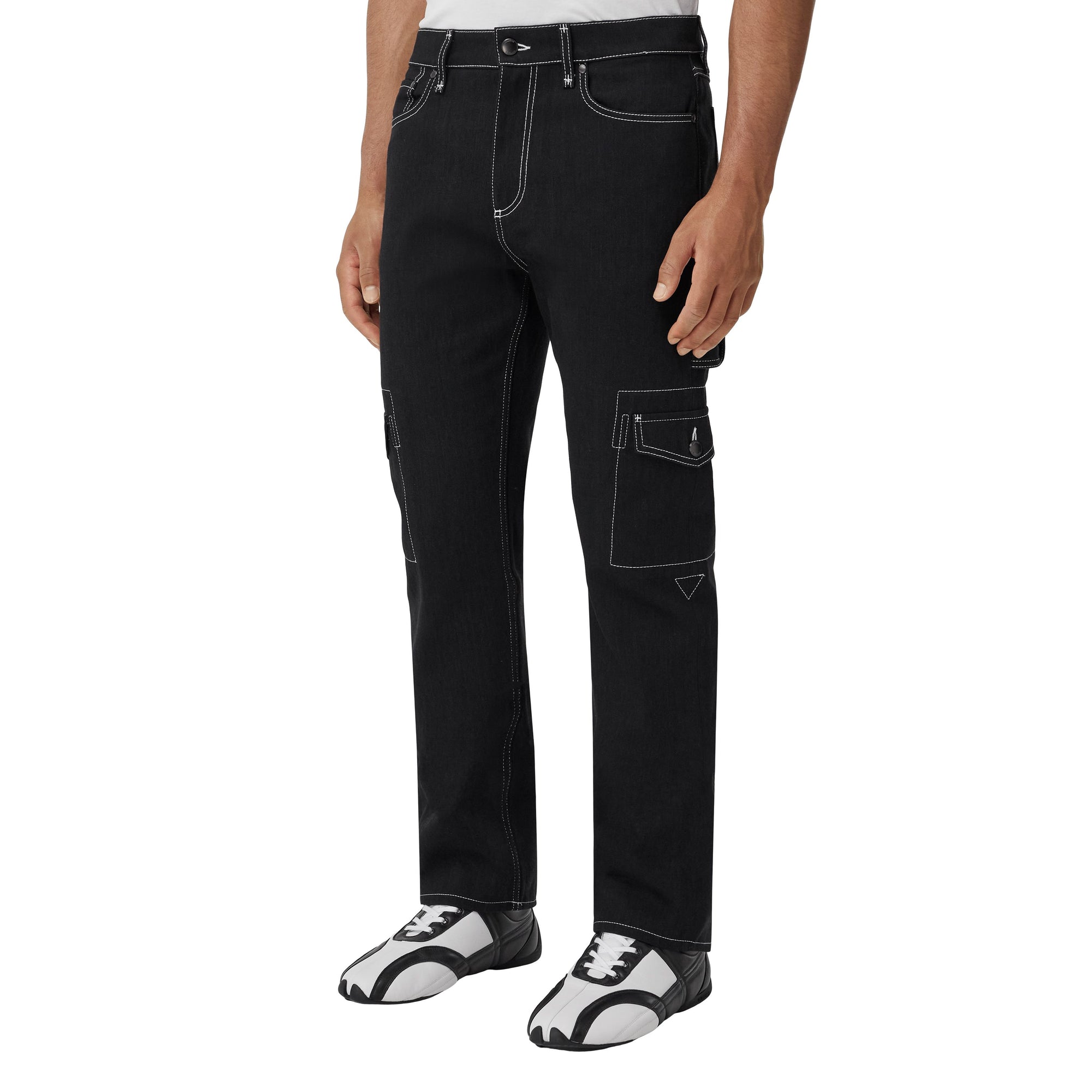 ZZNOSTOCK Jean droit en denim surpiqué - Black