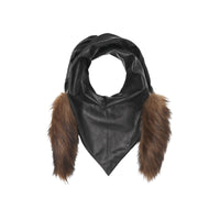Bandana doublé de soie à fausse fourrure - Black