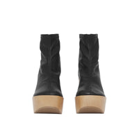 1 qty Bottines en cuir à plateforme en bois - Black