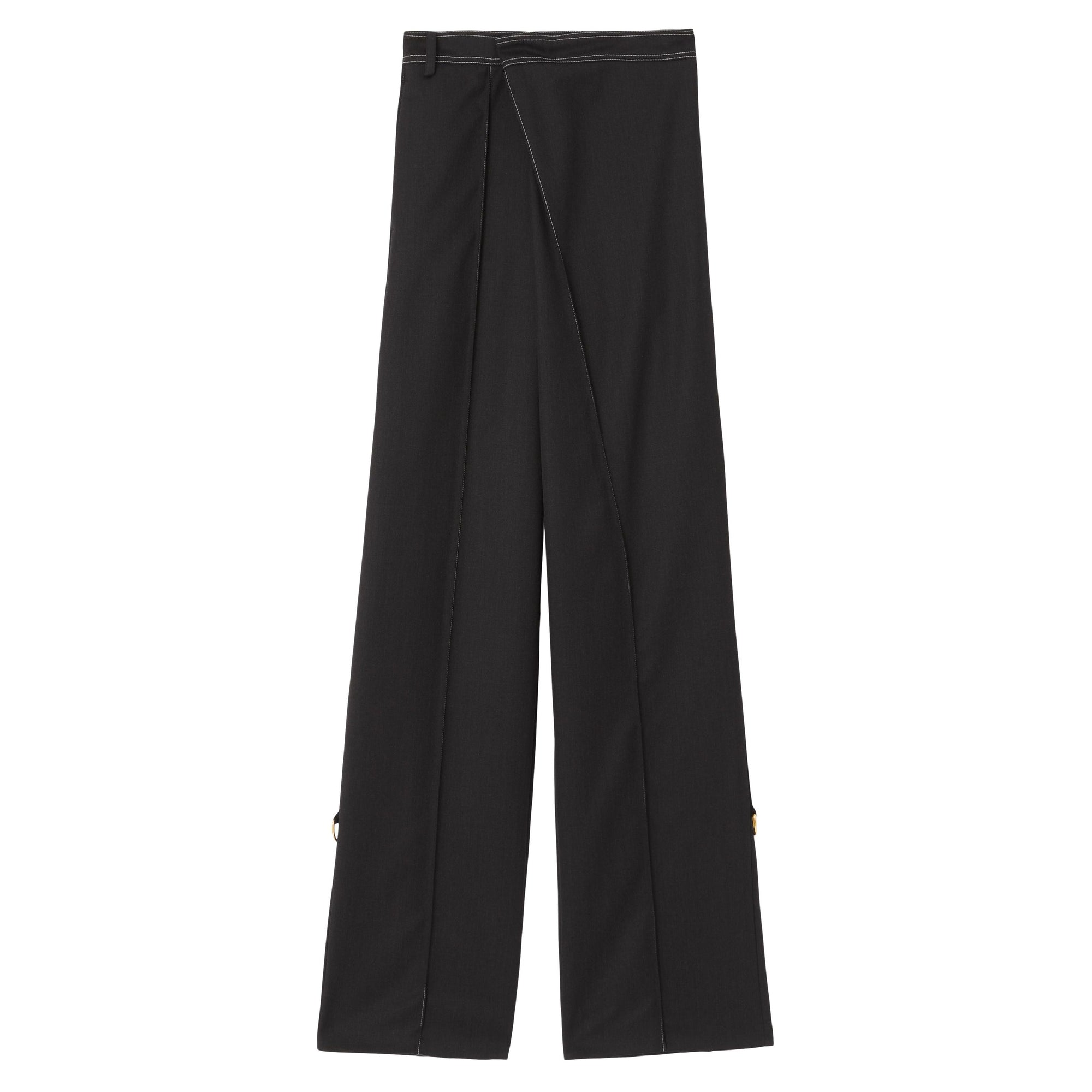 1 qty Pantalon en laine à rabat asymétrique - Charcoal Grey