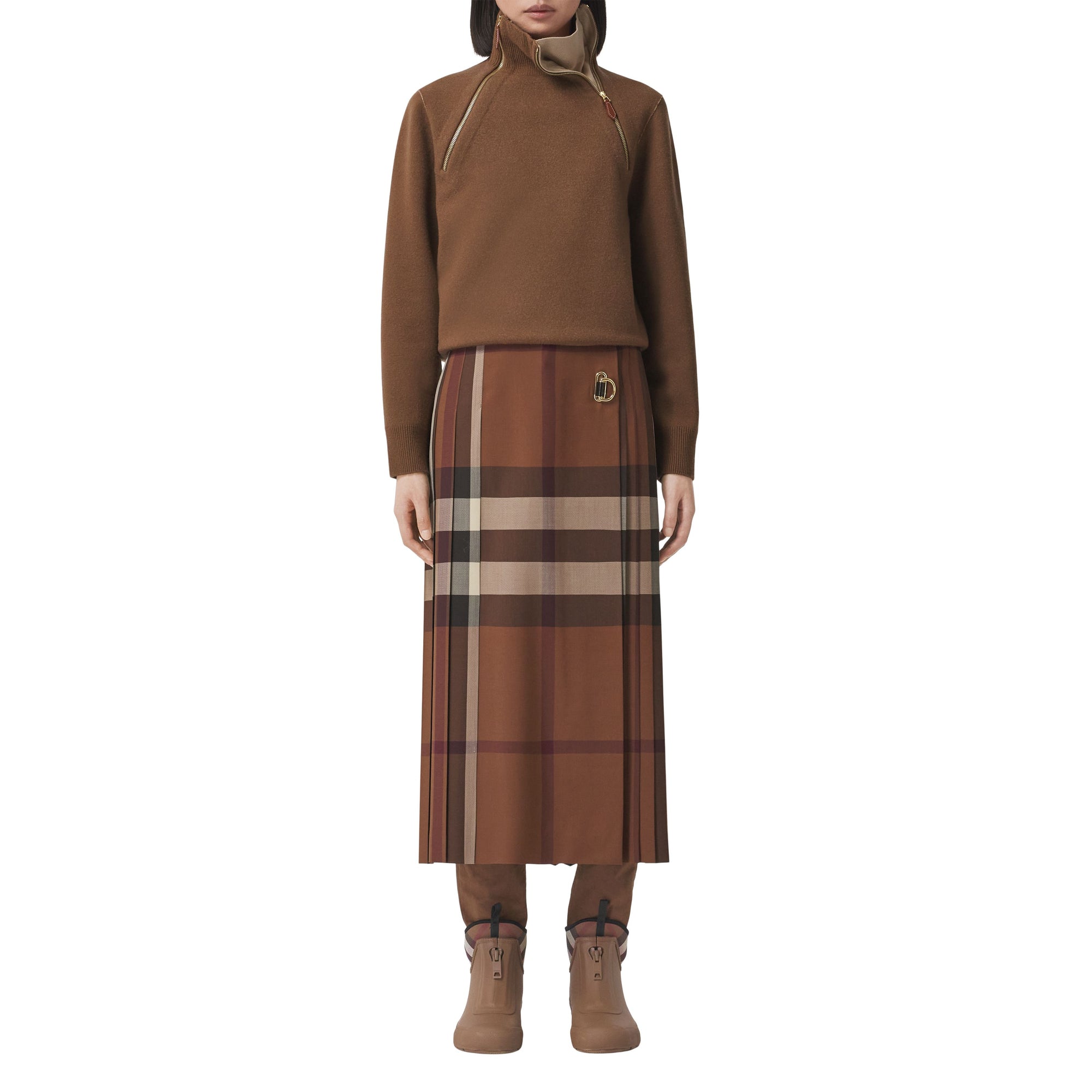 4 qty Kilt sur mesure en laine à motif check - Dark Birch Brown Check