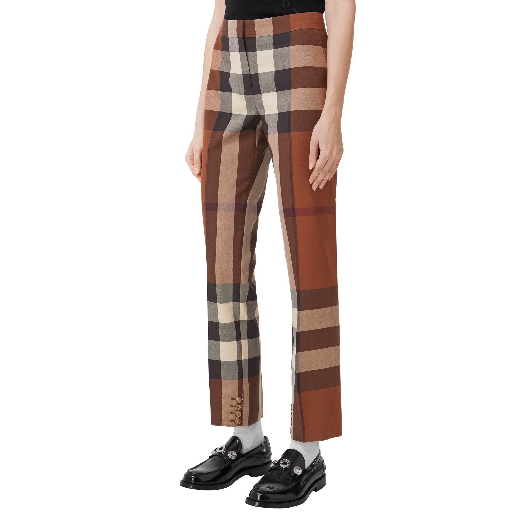 29 qty Pantalon tailleur en laine à motif check - Dark Birch Brown Check