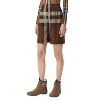 1 qty Short en soie à motif Exaggerated check - Dark Birch Brown Check