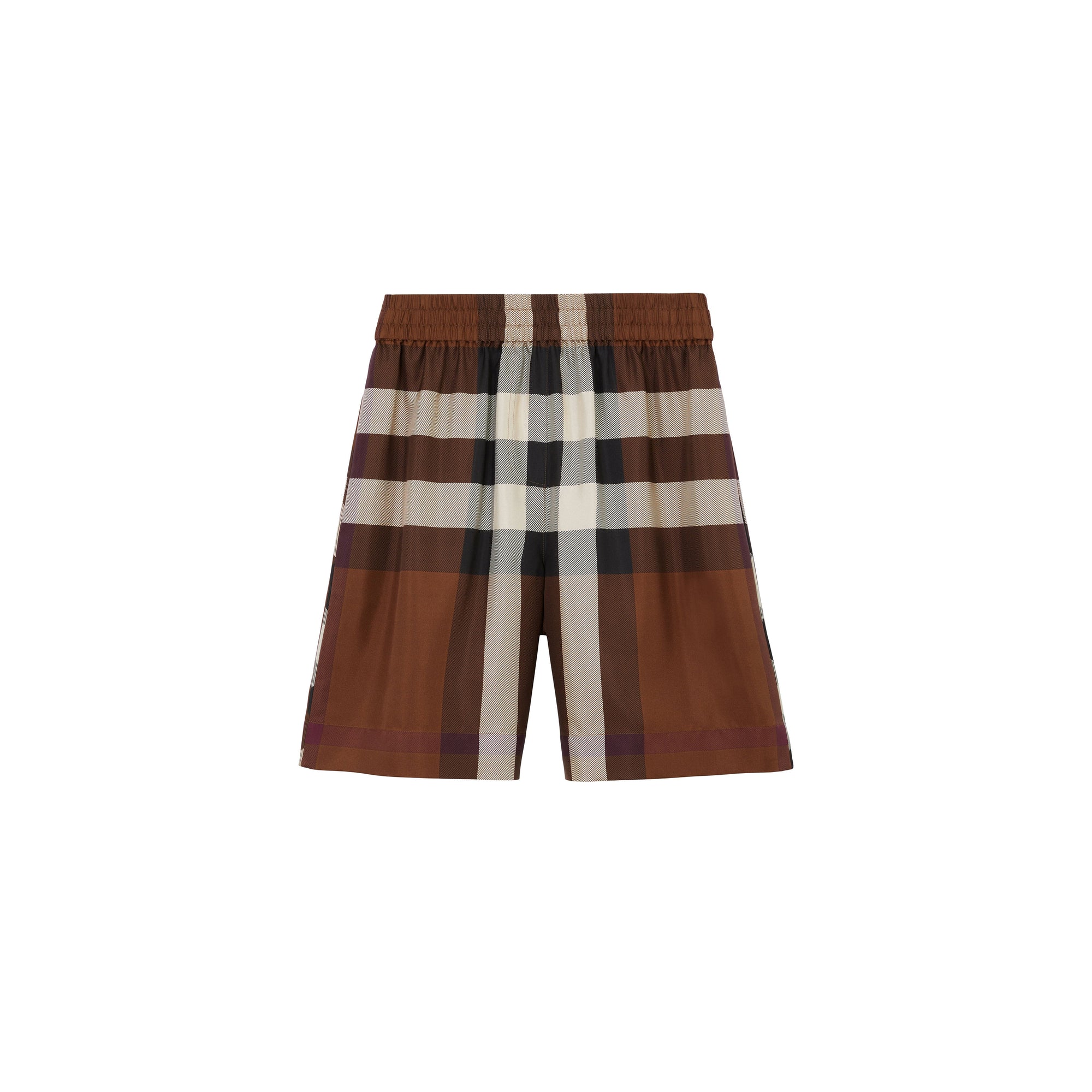 1 qty Short en soie à motif Exaggerated check - Dark Birch Brown Check