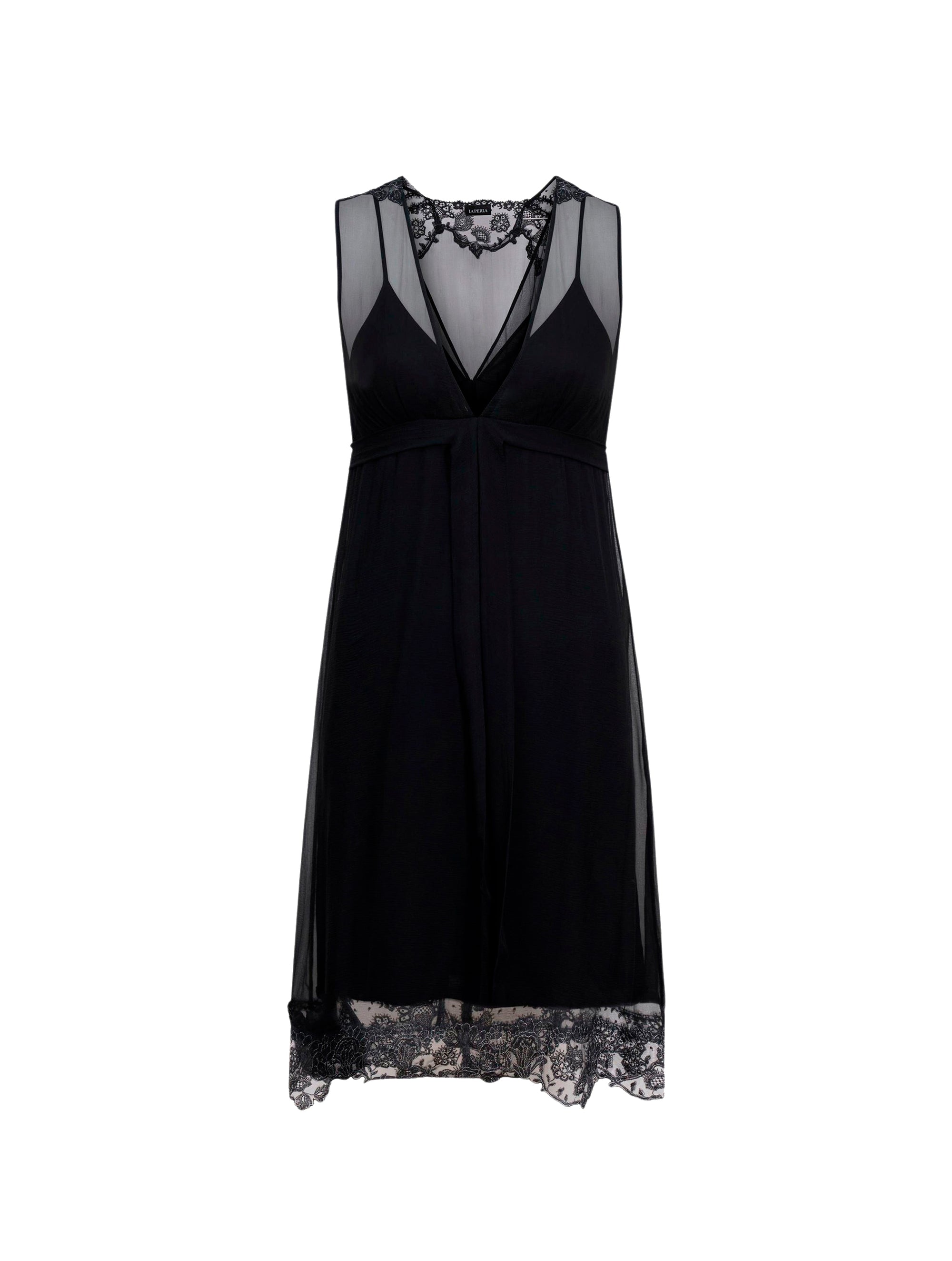 Clea cotton short nightdress - Black Silver
