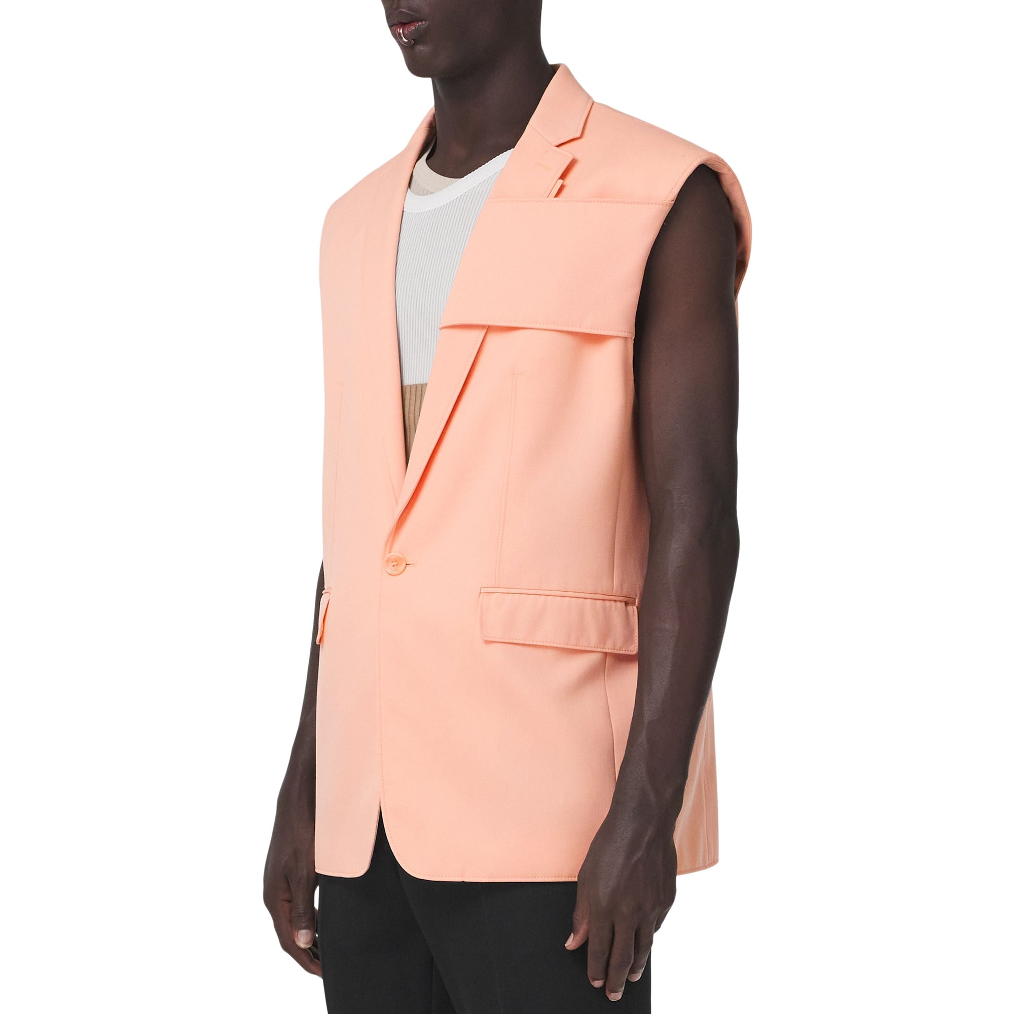 1 qty Veste de costume sans manches en laine - Peach Pink