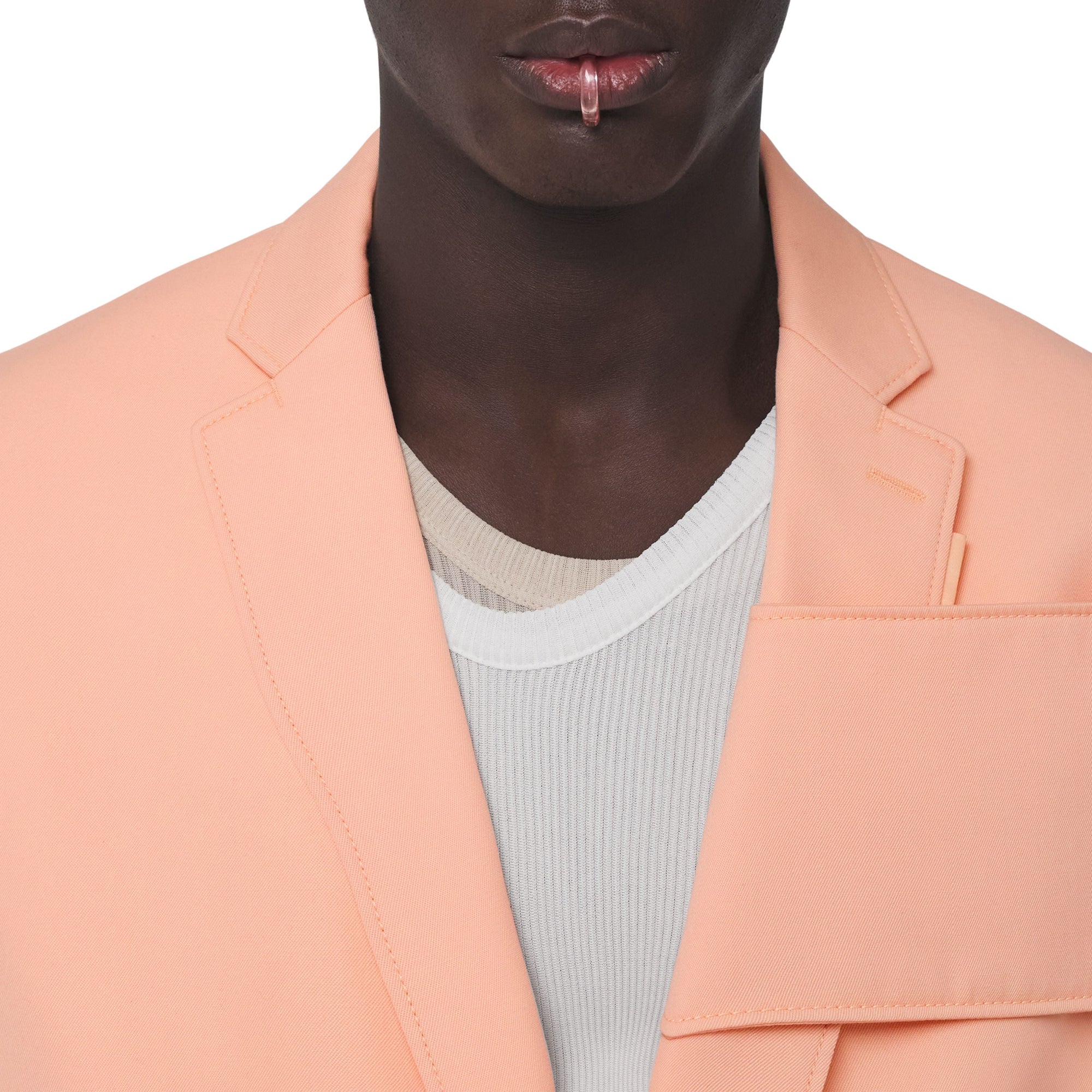 1 qty Veste de costume sans manches en laine - Peach Pink