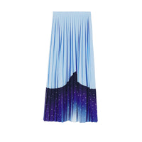 Silk constellation print pleated skirt - Soft Cornflower Blue