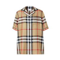 2 qty Chemise en soie à motif Vintage check - Archive Beige Check