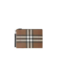 31 qty Grande pochette zippée à motif check - Dark Birch Brown