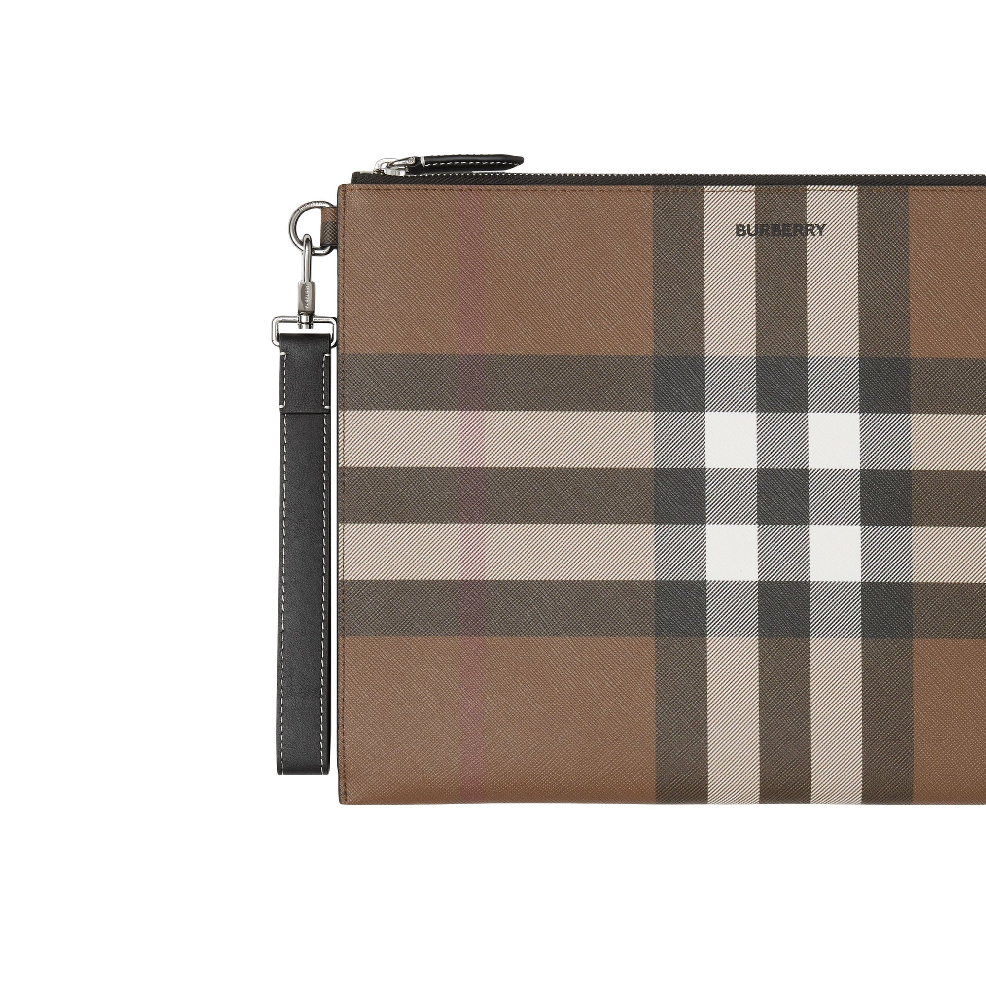 31 qty Grande pochette zippée à motif check - Dark Birch Brown