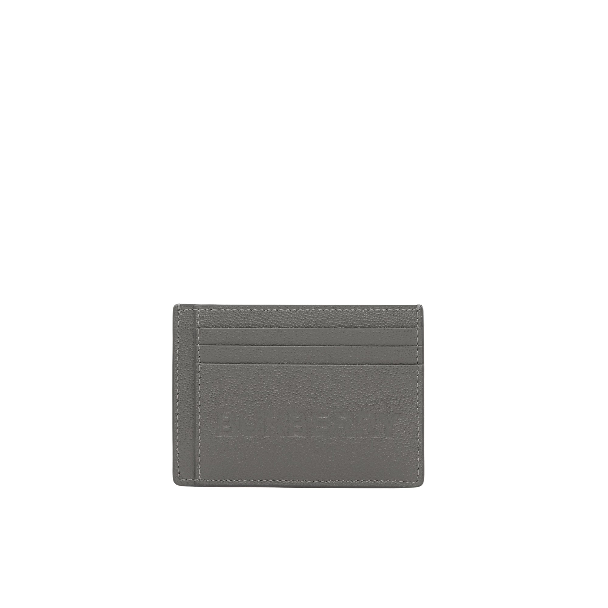 7 qty Porte-cartes en cuir grainé à logo embossé - Charcoal Grey