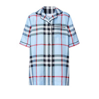 2 qty Chemise de pyjama en soie à motif check - Pale Blue Check