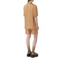 ZZNOSTOCK Chemise pyjama en satin de soie mélangé - Camel