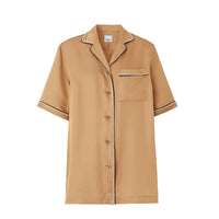 ZZNOSTOCK Chemise pyjama en satin de soie mélangé - Camel