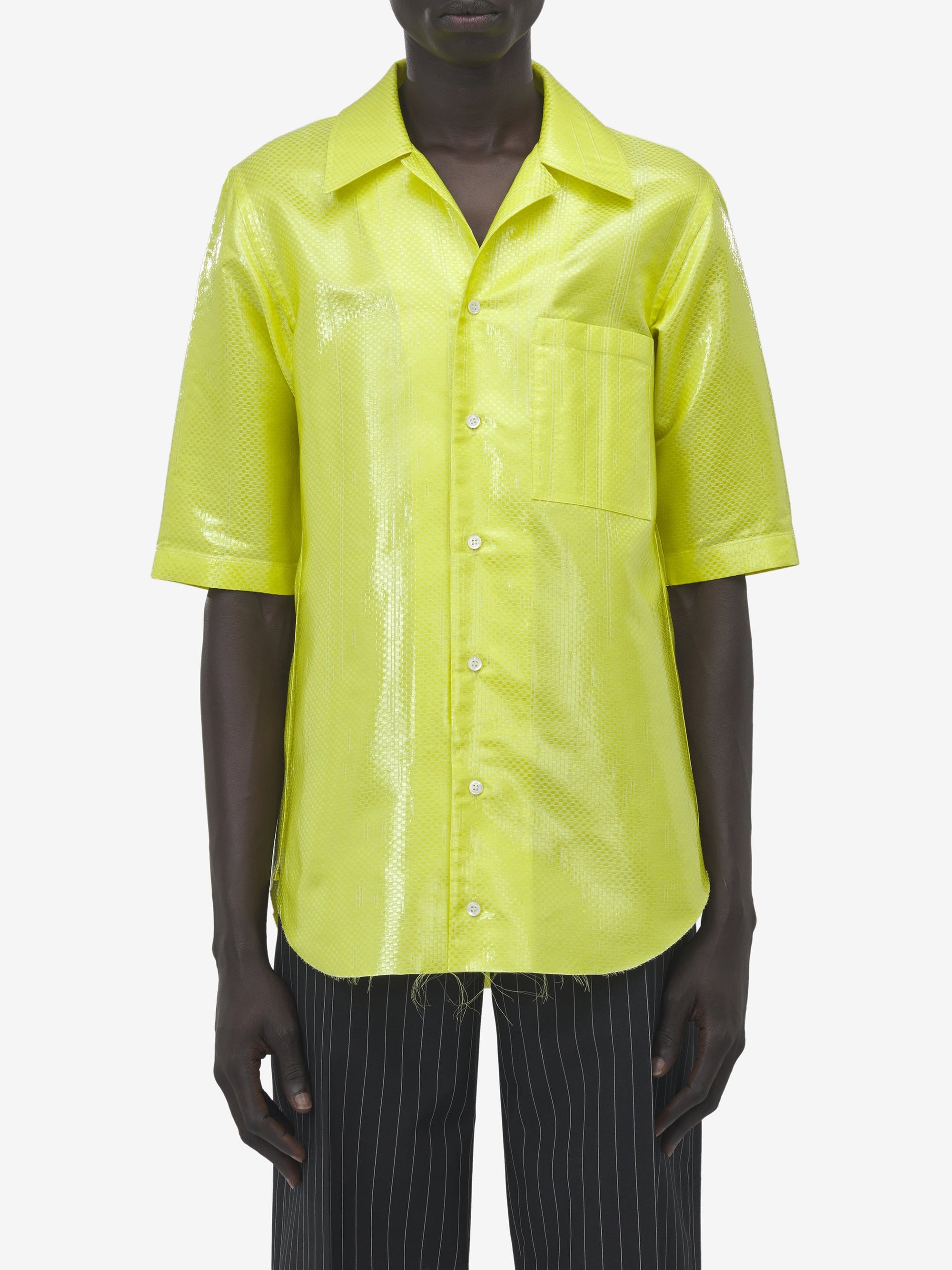 Chemise à manches courtes en soie - Acid Yellow