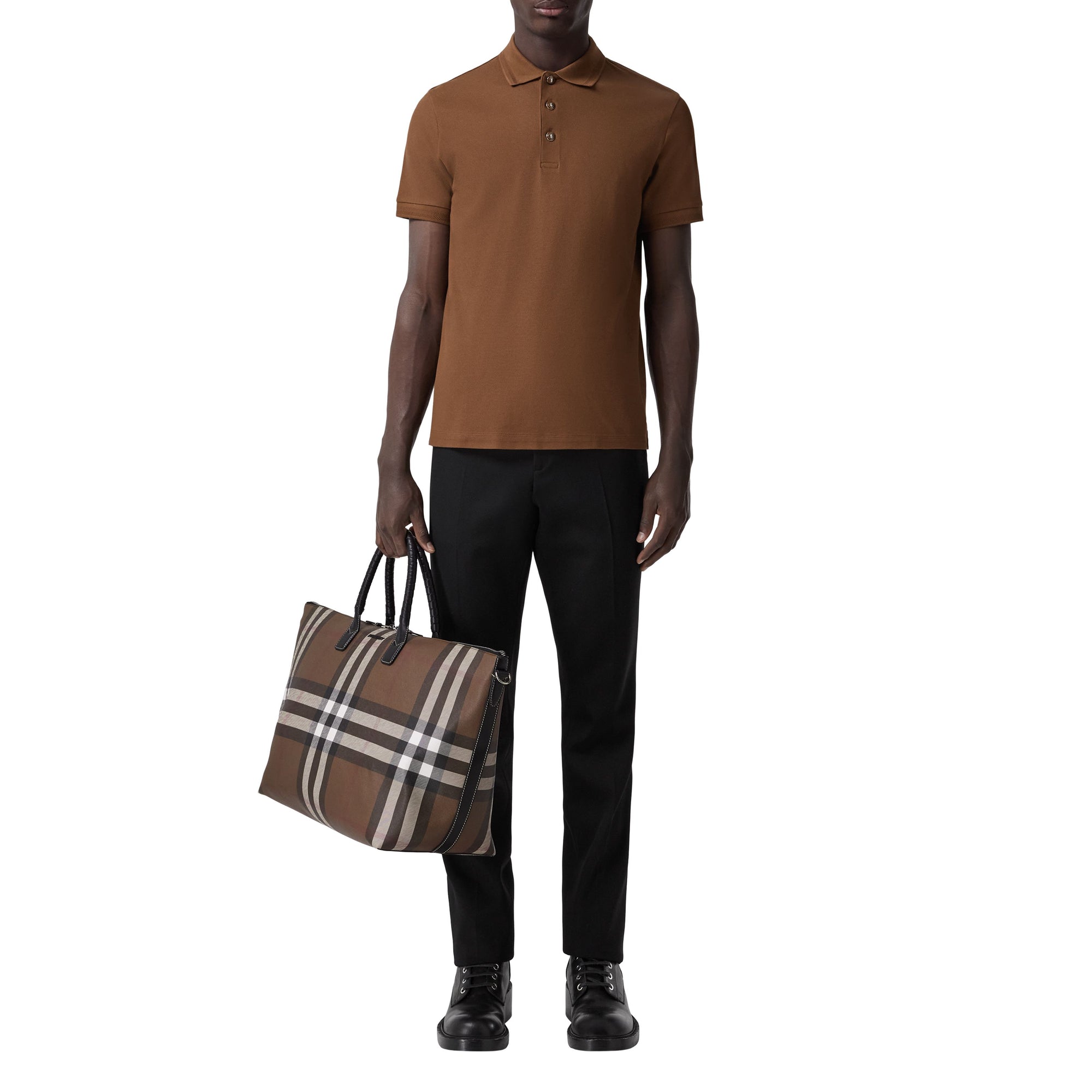 1 qty Polo en piqué de coton - Dark Birch Brown