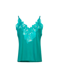 Top Heart Embroidery en soie - Aloe Green