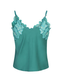 Top Heart Embroidery en soie - Aloe Green