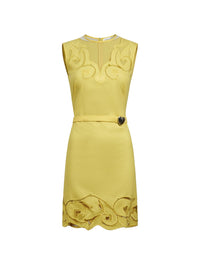 Robe Cut Out en laine vierge - Banane