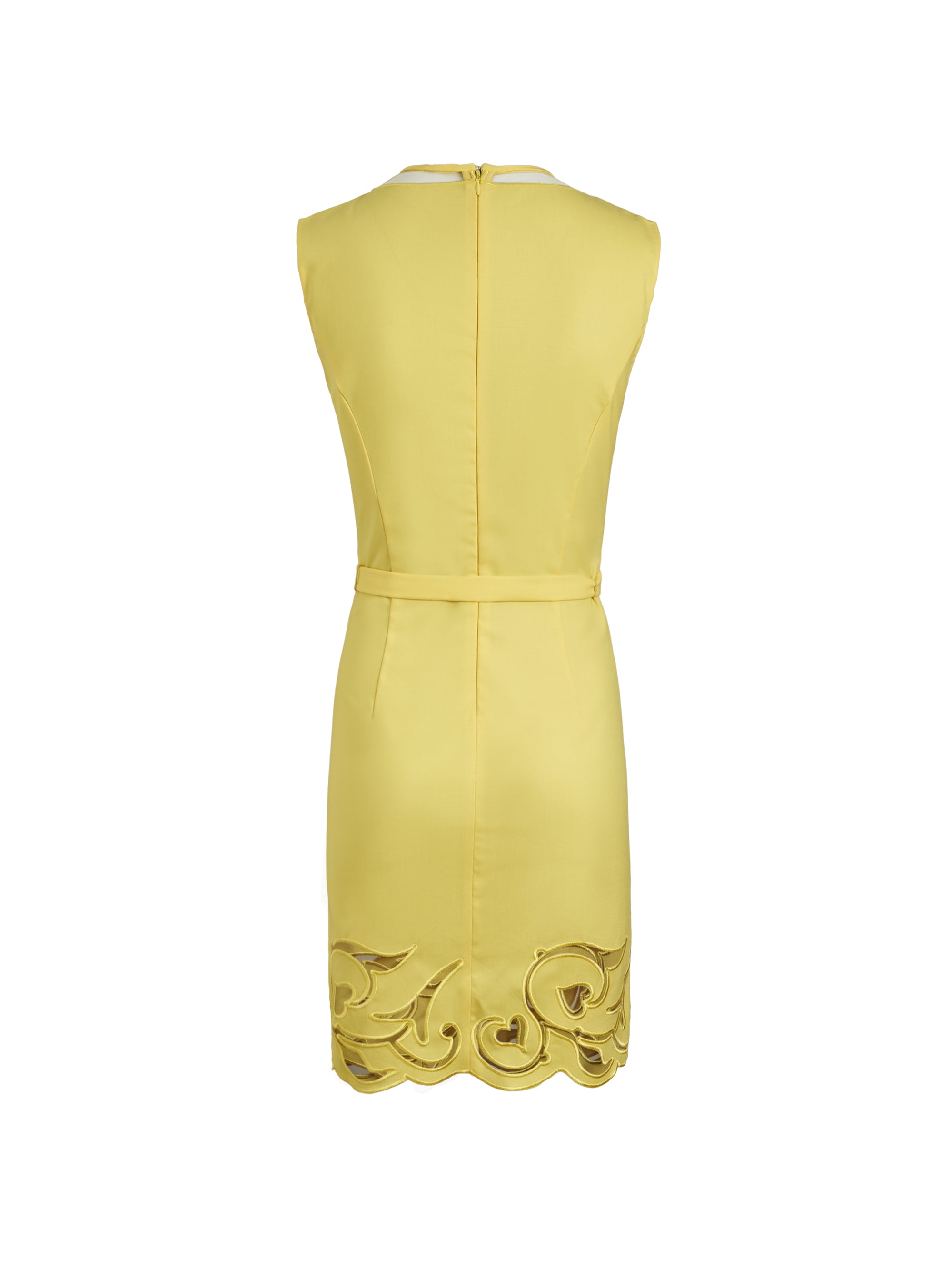 Robe Cut Out en laine vierge - Banane