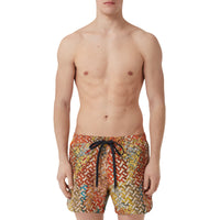 1 qty Short de bain à imprimé carte - Bright Orange Check