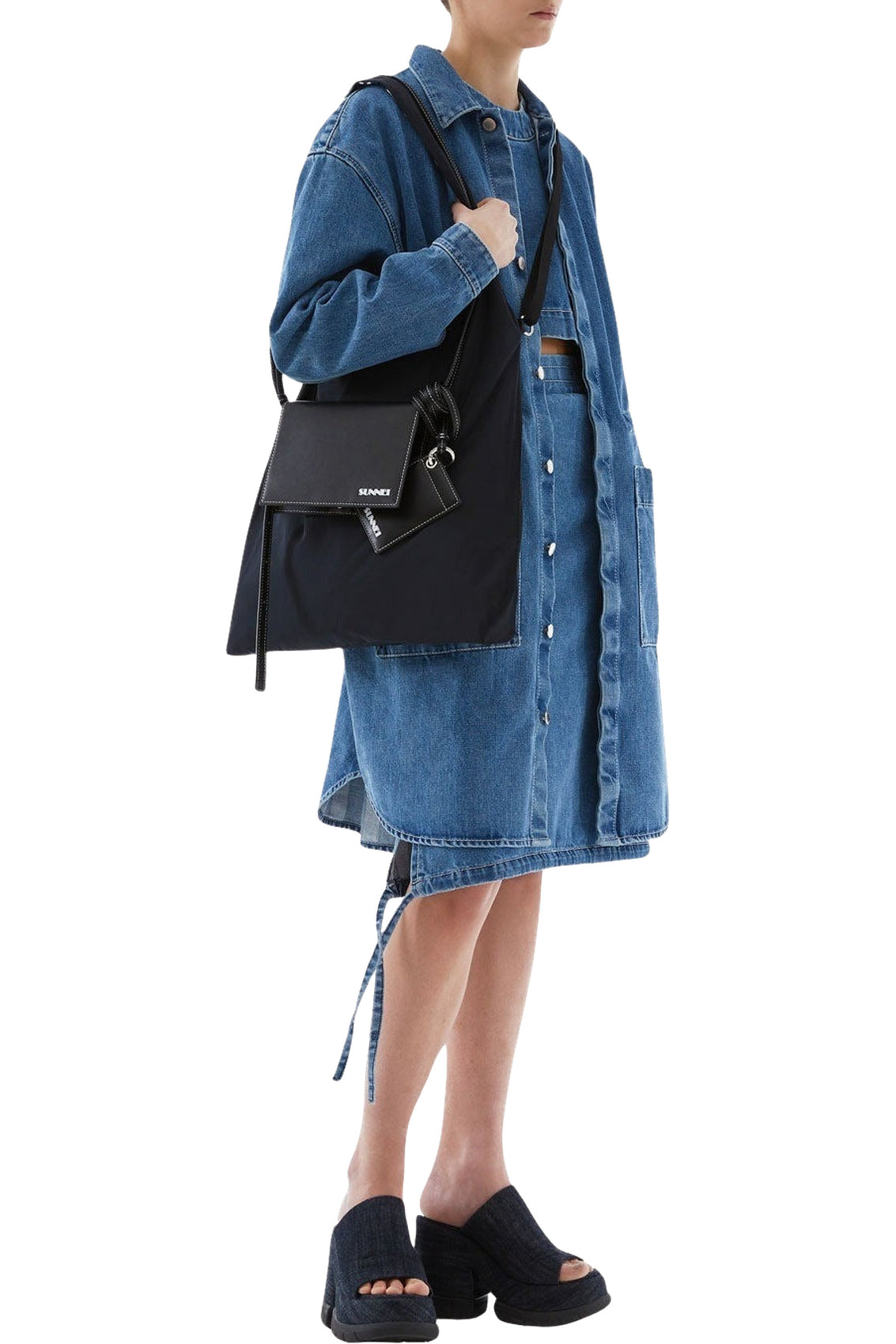 Oversized long denim shirt - Washed Denim