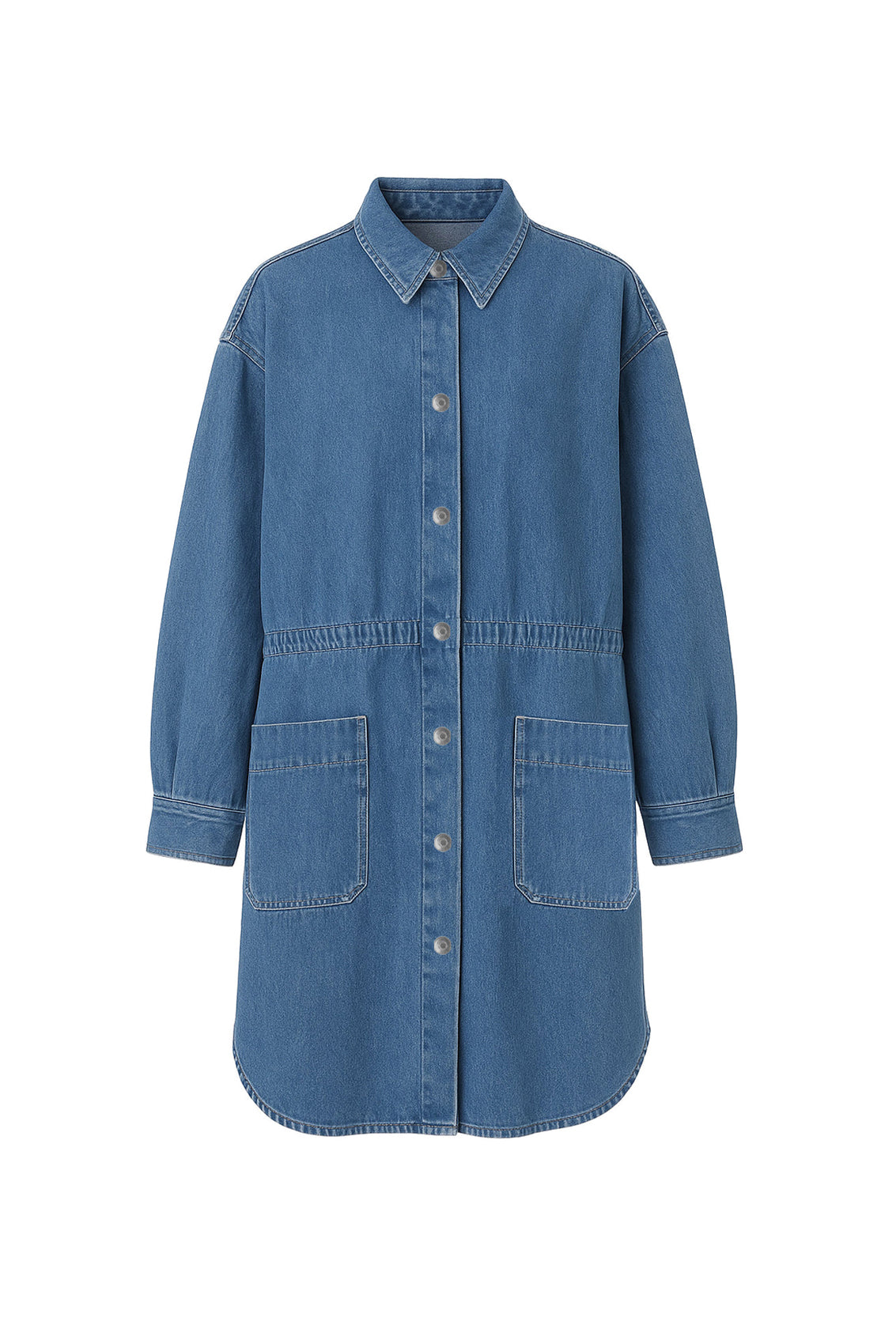 Oversized long denim shirt - Washed Denim
