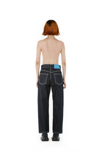 Trousers with contrasting seams - Dark Denim