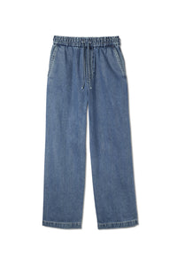 Washed elastic denim trousers - Washed Denim