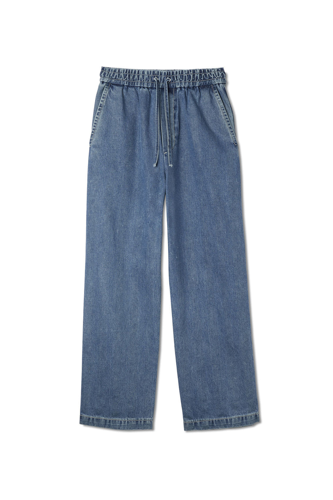 Washed elastic denim trousers - Washed Denim