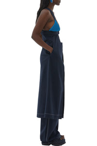 Openwork dress with knitted panels - Blue