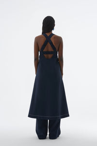 Openwork dress with knitted panels - Blue