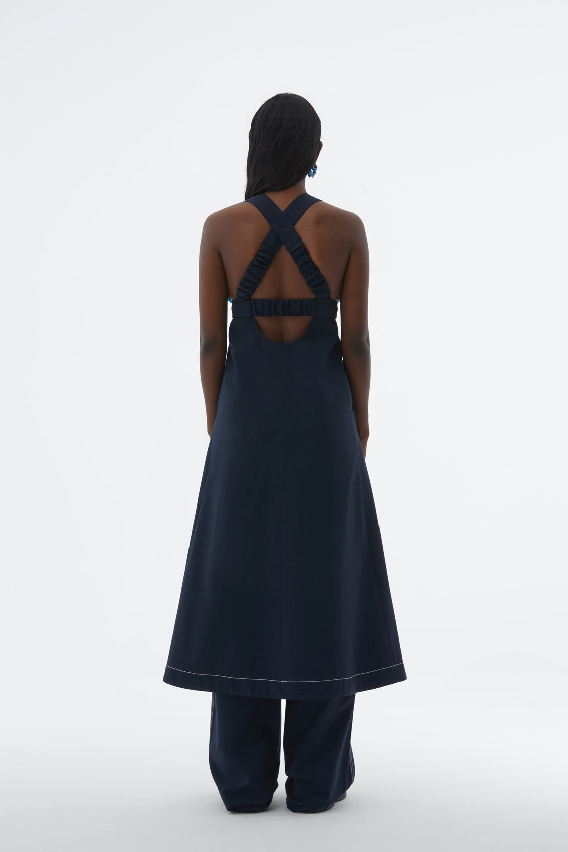 Openwork dress with knitted panels - Blue