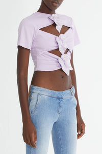 T-shirt à découpes avec détails fleuris - Lilac