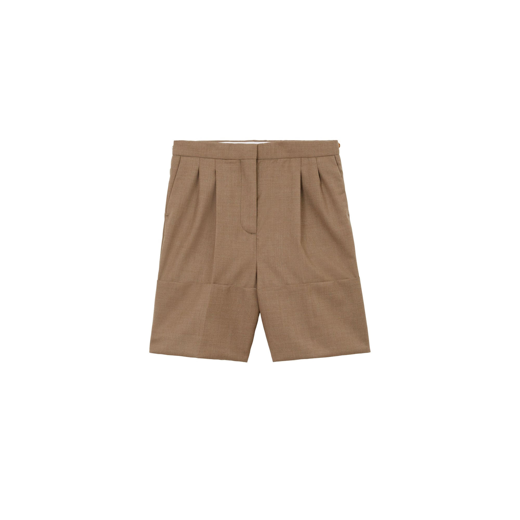 1 qty Short ajusté en laine à revers - Deep Taupe