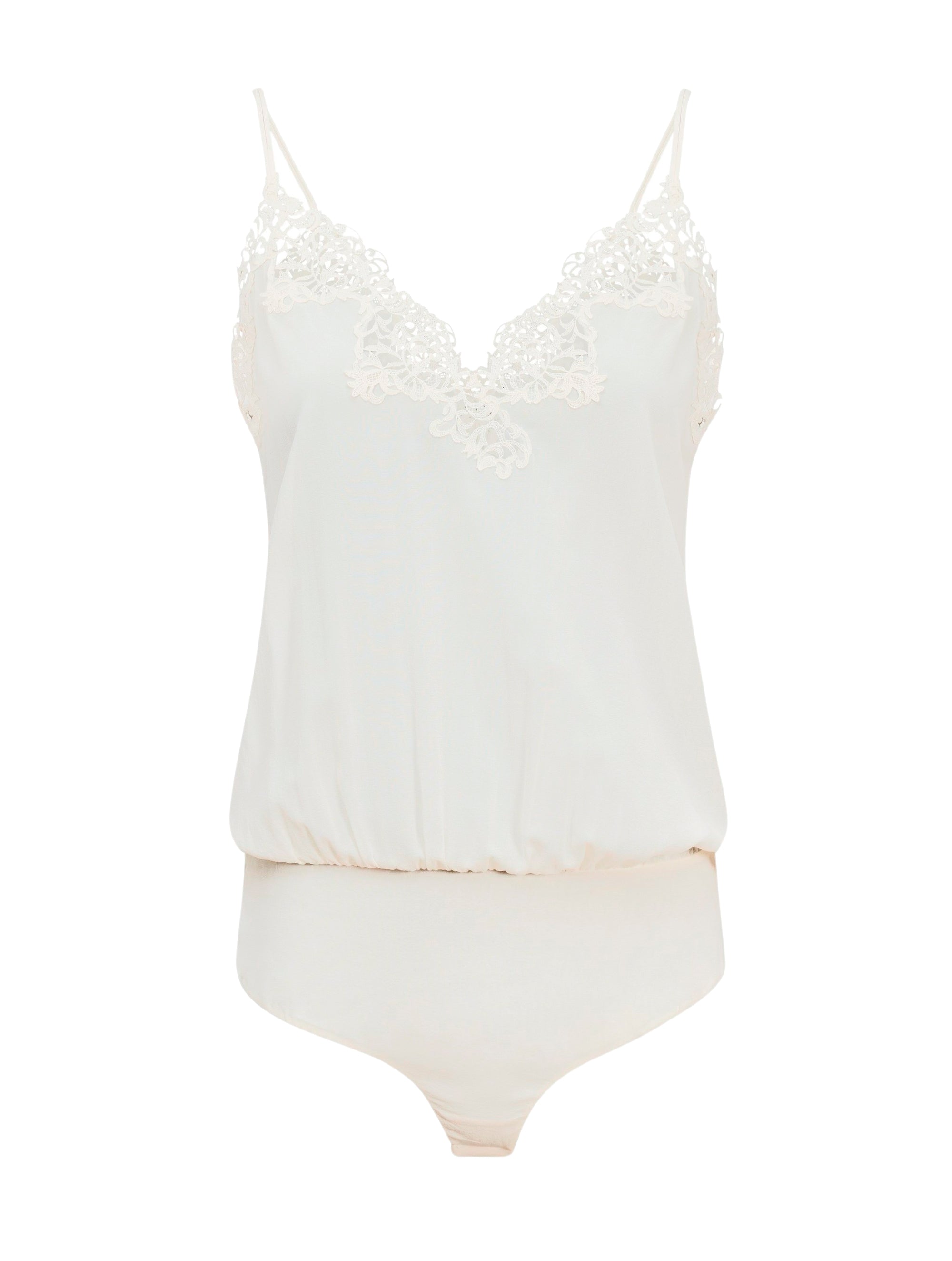 Silk Petit Macrame bodysuit - Ecru