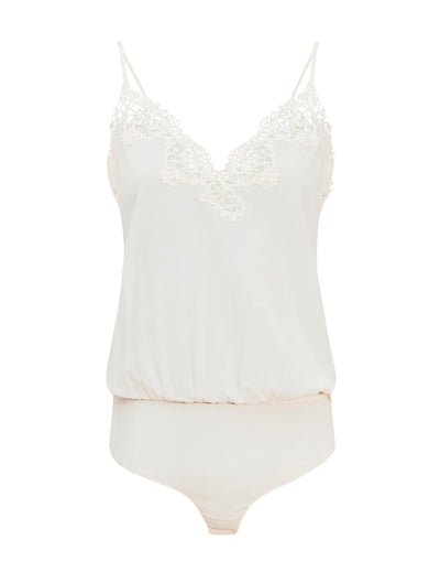 Silk Petit Macrame bodysuit - Ecru