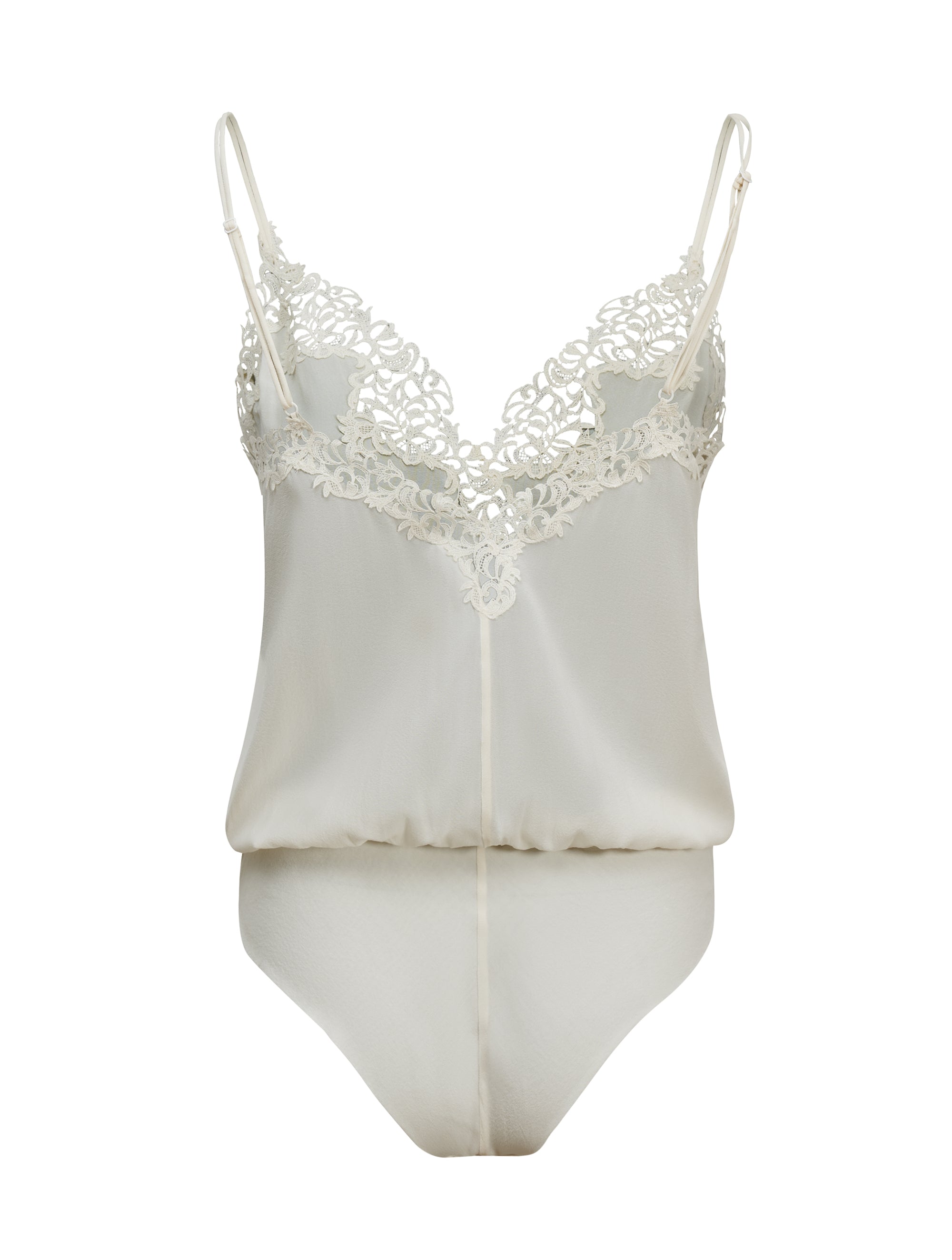 Silk Petit Macrame bodysuit - Ecru