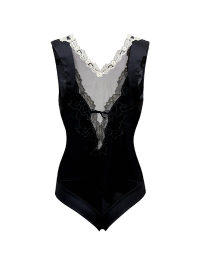 Maison silk bodysuit - Nero & Avorio