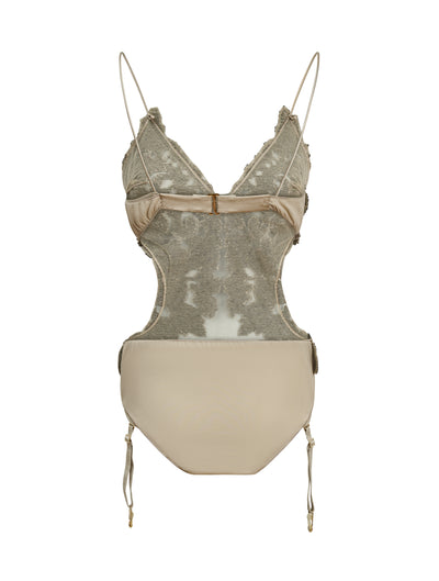 Sequined bodysuit La Perla Atelier - Noisette & Bronzo