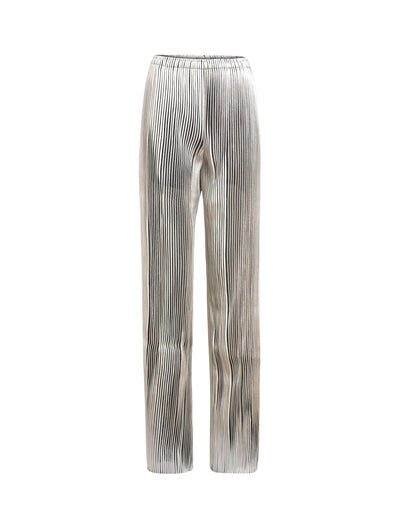 Pantalon Atelier Nervures en soie - Bianco Iridescente